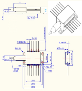 1568nmDFB蝶形激光器外形尺寸